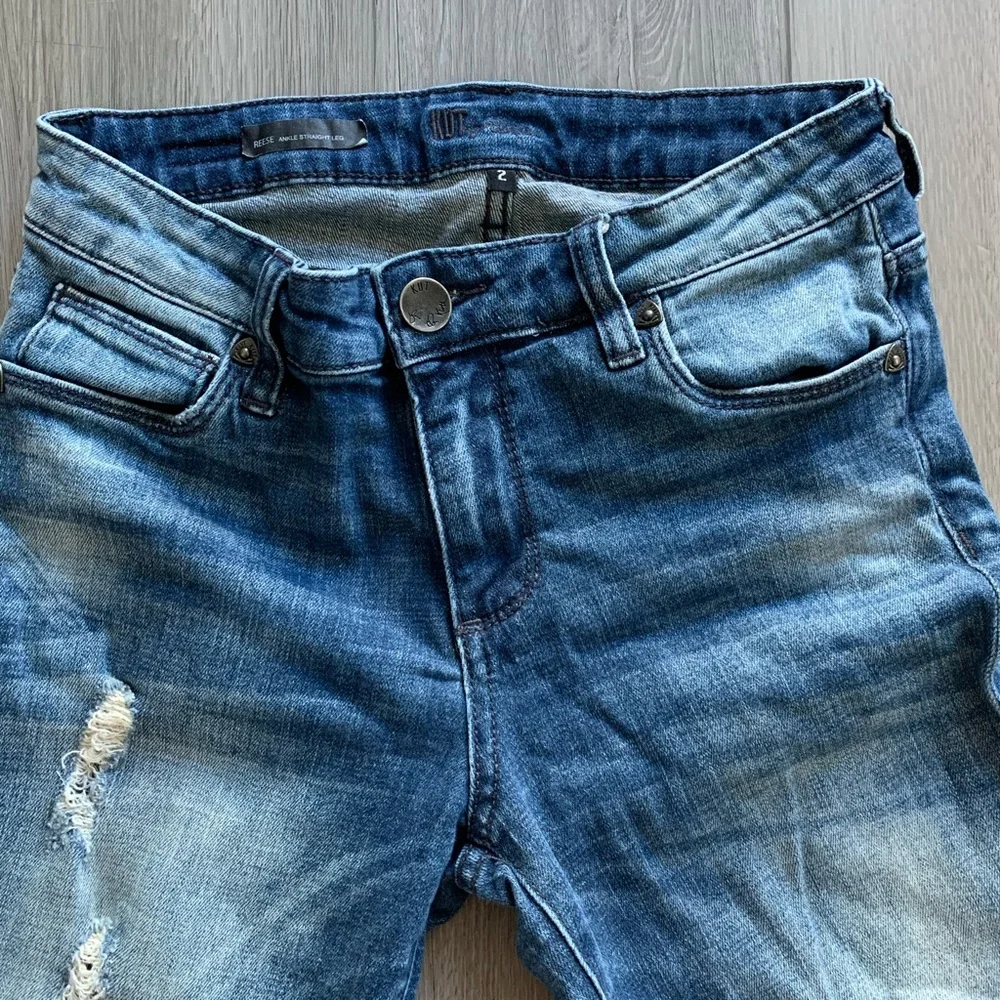 Kut from the Cloth Reese Ankle Straight Leg Distressed Jeans Blue - Picture 3 of 7